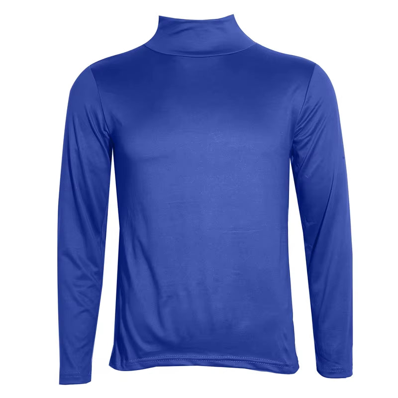 Fashion Men'S Casual Slim Fit Basic Turtleneck High Collar Pullover Male Autumn Spring Thin Tops Basic Bottoming Plain T-Shirt